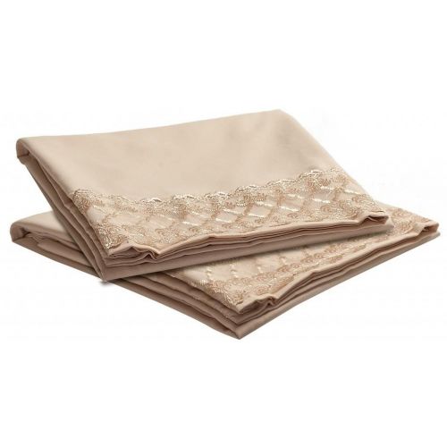  Clara Clark 1800 Collection Bed Sheet Set with a Beautiful Lace Design on the Pillowcase, King, Cream