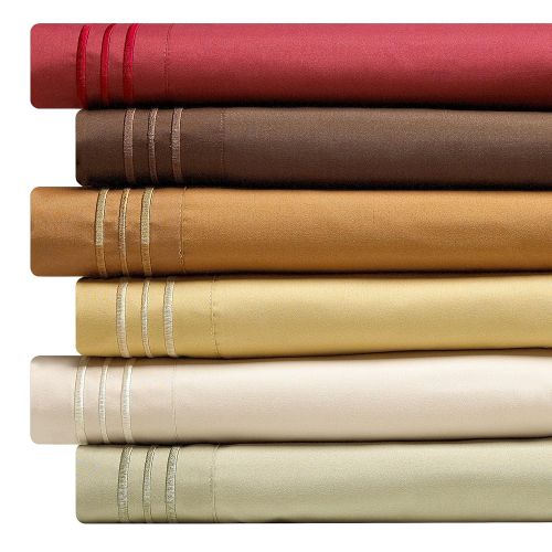  Clara Clark 4 Piece 1800 Series Premier Sheet Set, Queen, Burgundy