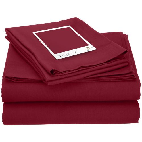  Clara Clark Affordable Microfiber Bed Sheet Set, Queen, Burgundy