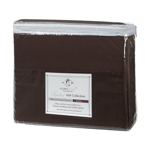  Clara Clark Affordable Microfiber Bed Sheet Set - Full Size, Chocolate