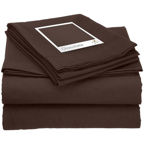  Clara Clark Affordable Microfiber Bed Sheet Set - Full Size, Chocolate