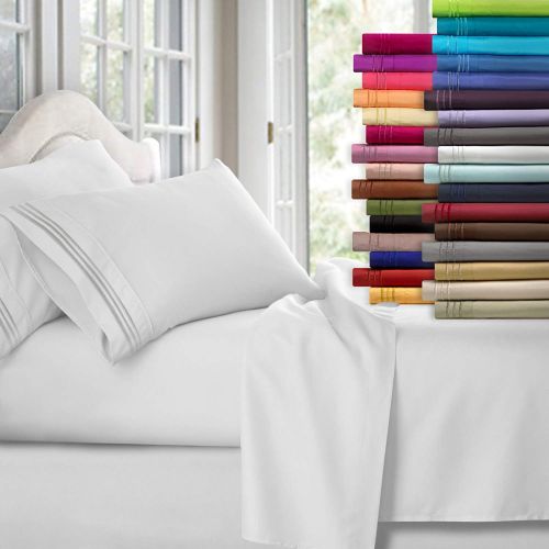  Clara Clark 4 Piece Sheet Set Deep Pocket Brushed Microfiber 1800 Bedding Hypoallergenic, Wrinkle, Fade & Stain Resistant