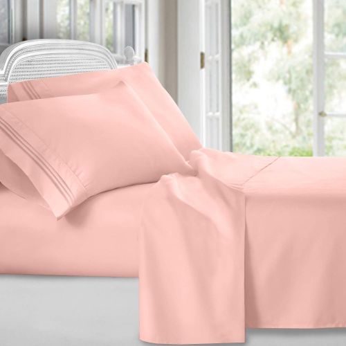  Clara Clark 4 Piece Sheet Set Deep Pocket Brushed Microfiber 1800 Bedding Hypoallergenic, Wrinkle, Fade & Stain Resistant