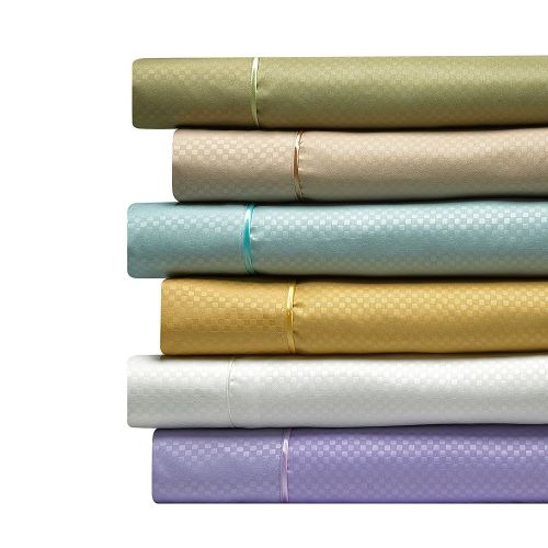  Clara Clark 1800 Collection Embossed Checkerboard Design 4-Piece Bed Sheet Set, Queen, Purple