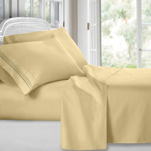  Clara Clark 4 Piece Sheet Set Deep Pocket Brushed Microfiber 1800 Bedding Hypoallergenic, Wrinkle, Fade & Stain Resistant