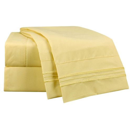  Clara Clark 4 Piece Sheet Set Deep Pocket Brushed Microfiber 1800 Bedding Hypoallergenic, Wrinkle, Fade & Stain Resistant