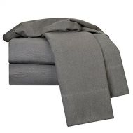 Clara Clark 100-Percent Egyptian Cotton Flannel 4-Piece Bed Sheet Set, Full, Charcoal Gray