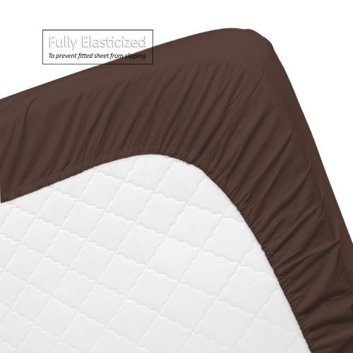  Clara Clark Premier 1800 Series 4pc Bed Sheet Set - Queen, Chocolate Brown