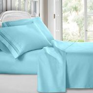 Clara Clark 1800 Premier Series 4pc Bed Sheet Set - King, Light Blue Aqua