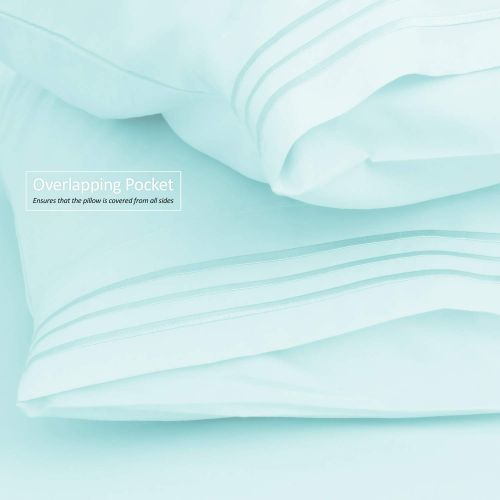  Clara Clark 1800 Premier Series 4pc Bed Sheet Set - King, Light Blue Aqua