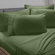 Clara Clark (CLAVW) Clara Clark Premier 1800 Collection 6pc Bed Sheet Set with Extra Pillowcases - King, Calla Green