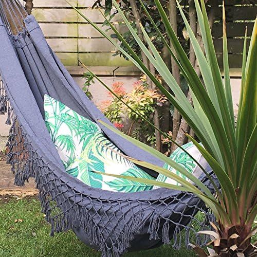  Clara Shade Sails Grau Canvas Hangematte Brasilianisches Doppel Extra-grosse Quasten Outdoor Indoor Garden Camping Portable