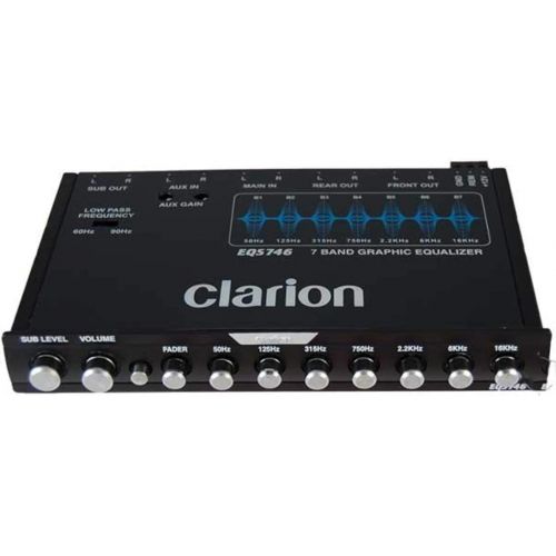  Clarion EQS755 7-Band Car Audio Graphic Equalizer with Front 3.5mm Auxiliary Input, Rear RCA Auxiliary Input and High Level Speaker Inputs