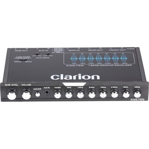  Clarion EQS755 7-Band Car Audio Graphic Equalizer with Front 3.5mm Auxiliary Input, Rear RCA Auxiliary Input and High Level Speaker Inputs