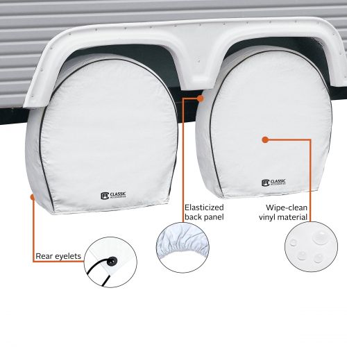  Classic Accessories OverDrive Deluxe RV Wheel Covers (4-pack), White, Choose Wheel Diameter 18 - 41