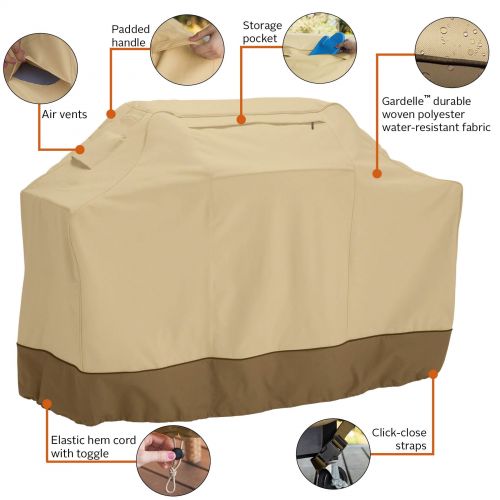  Classic Accessories Veranda Grill Cover - Durable BBQ Cover with Heavy-Duty Weather Resistant Fabric, Large, 64-Inch L, Pebble