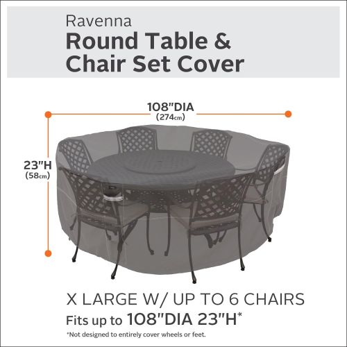  Classic Accessories Ravenna Round Patio Table & Chair Set Cover, Large