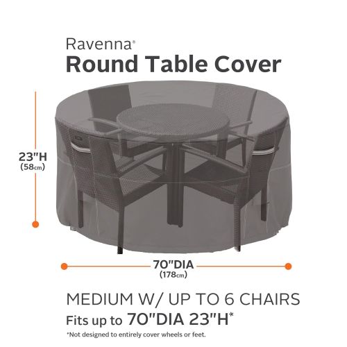  Classic Accessories Ravenna Round Patio Table & Chair Set Cover, Large