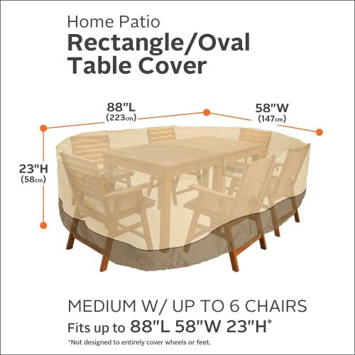  Classic Accessories Veranda Rectangular/Oval Patio Table & Chair Set Cover, Medium