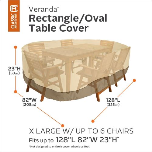  Classic Accessories Veranda Rectangular/Oval Patio Table & Chair Set Cover, Medium