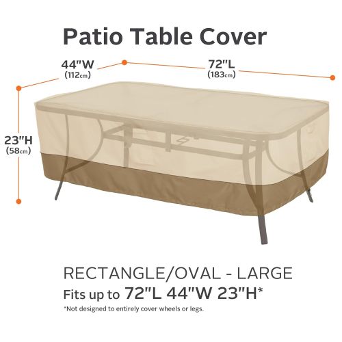  Classic Accessories Veranda Rectangular/Oval Patio Table Cover, Large