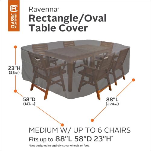  Classic Accessories Ravenna Oval/Rectangular Patio Table & Chair Cover, Large