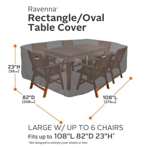  Classic Accessories Ravenna Oval/Rectangular Patio Table & Chair Cover, Large