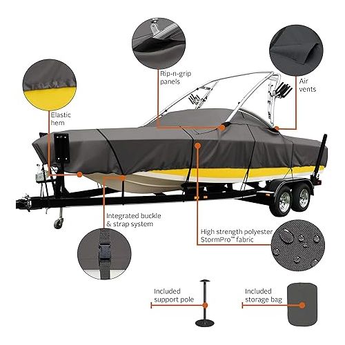  Classic Accessories StormPro Heavy-Duty Ski & Wakeboard Tower Boat Cover, Fits boats 20 - 22 ft long, beam width to 106 in wide