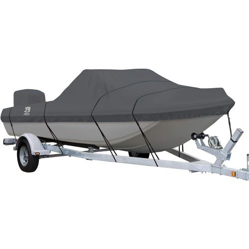  Classic Accessories StormPro Heavy-Duty Tri-Hull Outboard Boat Cover, Fits boats 13 ft 6 in - 14 ft 6 in long x 73 in wide