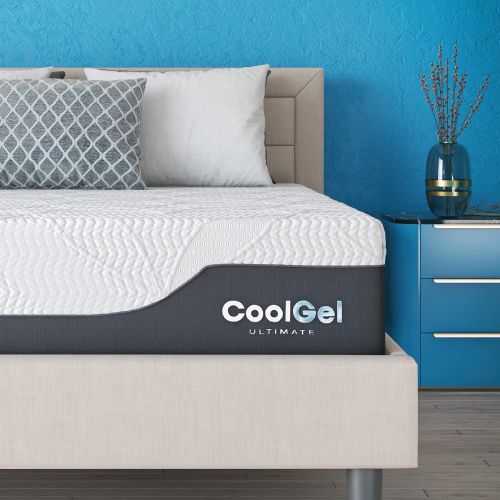  Classic Brands Cool Gel 2.0 Ultimate Gel Memory Foam 14-Inch Mattress with 2 BONUS Pillow , Queen, White