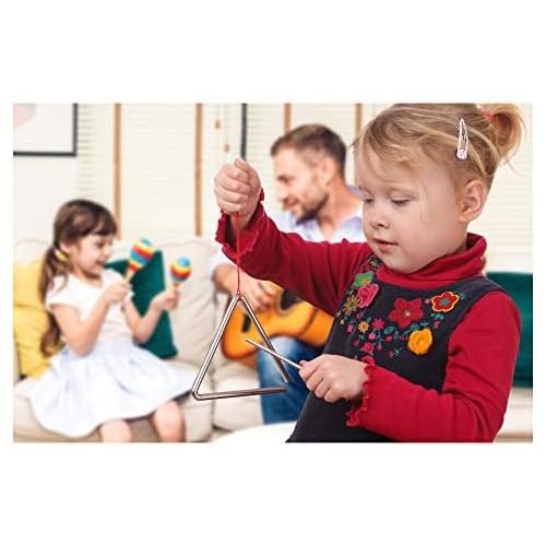  [아마존베스트]3 x Classic Cantabile Triangle with Beater  Triangle made of Steel for Children and Musical Early Education  Percussion Instrument with 10 cm (4 Inch) Size and Clapper  Ideal fo