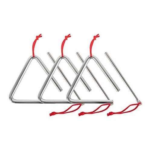  [아마존베스트]3 x Classic Cantabile Triangle with Beater  Triangle made of Steel for Children and Musical Early Education  Percussion Instrument with 10 cm (4 Inch) Size and Clapper  Ideal fo