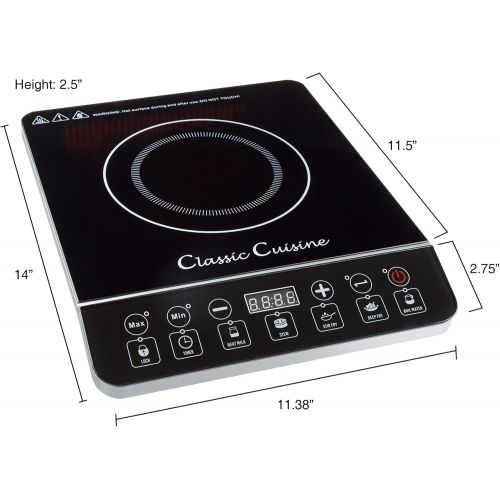  [아마존베스트]Multi-Function 1800W Portable Induction Cooker Cooktop Burner - Black by Classic Cuisine