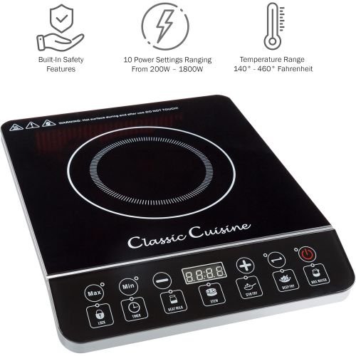  [아마존베스트]Multi-Function 1800W Portable Induction Cooker Cooktop Burner - Black by Classic Cuisine