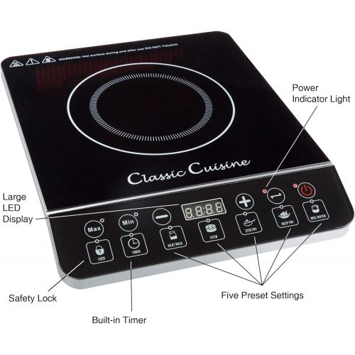  [아마존베스트]Multi-Function 1800W Portable Induction Cooker Cooktop Burner - Black by Classic Cuisine