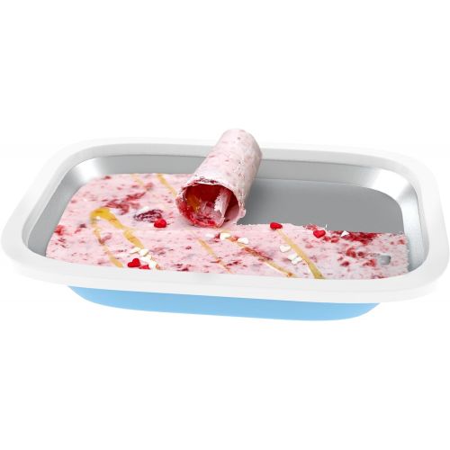  [아마존베스트]Ice Cream Roller Plate-Anti-Griddle Pan with 2 Spatulas for Easy Homemade Rolled Ice Cream, Gelato, Sorbet-Frozen Treat Maker by Classic Cuisine