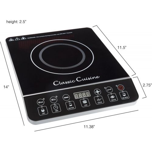  Multi-Function 1800W Portable Induction Cooker Cooktop Burner - Black by Classic Cuisine