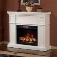 Classic Flame Artesian Infrared Electric Fireplace Mantel Package in White