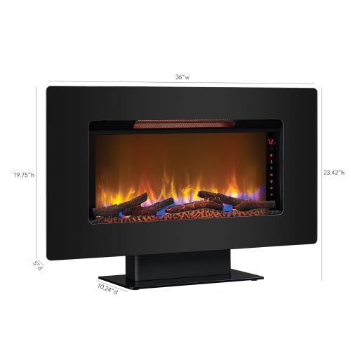  Classic Flame ClassicFlame 36II100GRG Elysium 36 Wall Mounted Infrared Quartz Fireplace, Black Glass Frame