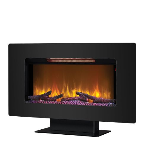  Classic Flame ClassicFlame 36II100GRG Elysium 36 Wall Mounted Infrared Quartz Fireplace, Black Glass Frame