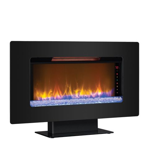  Classic Flame ClassicFlame 36II100GRG Elysium 36 Wall Mounted Infrared Quartz Fireplace, Black Glass Frame