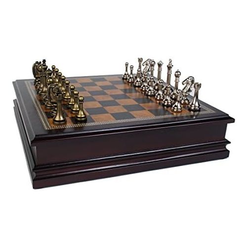  Classic Game Collection Metal Chess Set with Deluxe Wood Board and Storage - 2.5 King