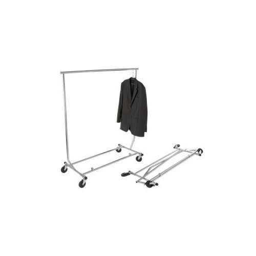  Classic Store Fixtures True Supreme Commercial Grade Heavy Duty Collapsible Clothing Garment Salesmans Retail Dispaly Rack, Chrome