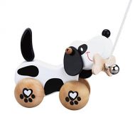 Classic World Pull Along Walking Toys, Wooden Pull Dog Toy for Baby Toddler