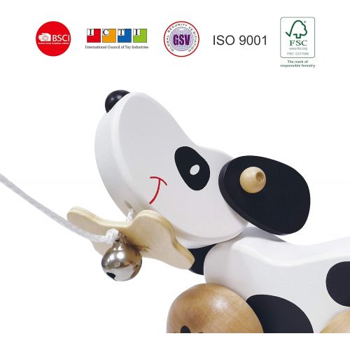  Classic World Pull Along Walking Toys, Wooden Pull Dog Toy for Baby Toddler