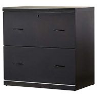 Classified Wood Lateral Filing Cabinet with Lock - 2 Drawer File Cabinet - Black