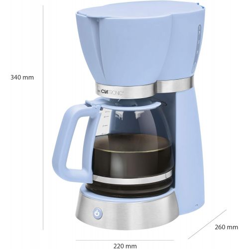  Clatronic KA 3689 RocknRetro Filterkaffeemaschine fuer 15 Tassen, Glaskanne, Tropfstopp, Abschaltautomatik, 1000 W, Blau