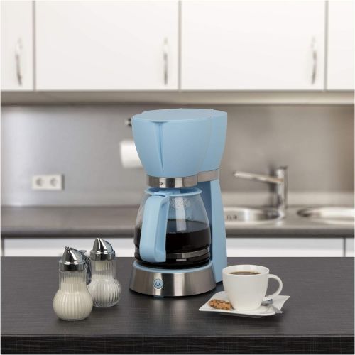  Clatronic KA 3689 RocknRetro Filterkaffeemaschine fuer 15 Tassen, Glaskanne, Tropfstopp, Abschaltautomatik, 1000 W, Blau