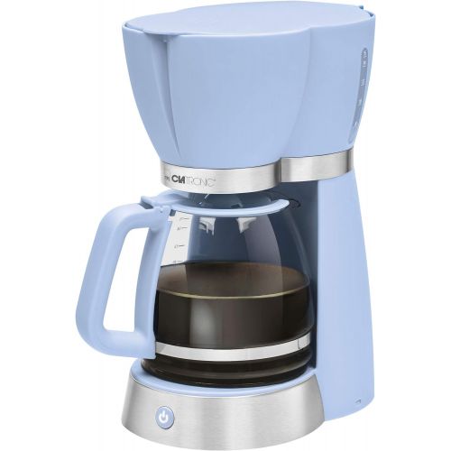  Clatronic KA 3689 RocknRetro Filterkaffeemaschine fuer 15 Tassen, Glaskanne, Tropfstopp, Abschaltautomatik, 1000 W, Blau