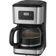 Clatronic KA 3642 Kaffeefiltermaschine fuer 12-14 Tassen 1,5 L, Edelstahlfront,Timer, Inox schwarz